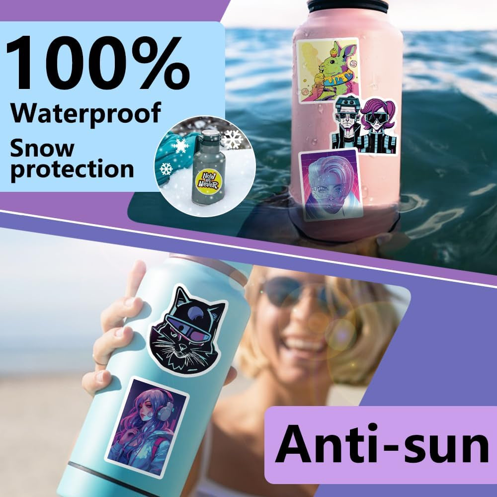 Cyberpunk Stickers for Kids Water Bottle 75 PCS Waterproof Vinyl Gifts for Boys Stickers