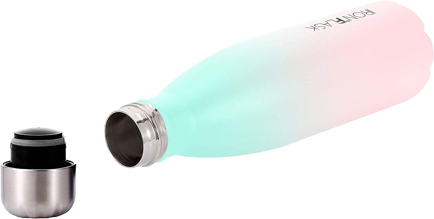 Retro Sports Water Bottle - 17 Oz, Vacuum Insulated Stainless Steel, Hot Cold, Double Walled, Thermo Mug, Cola Metal Canteen