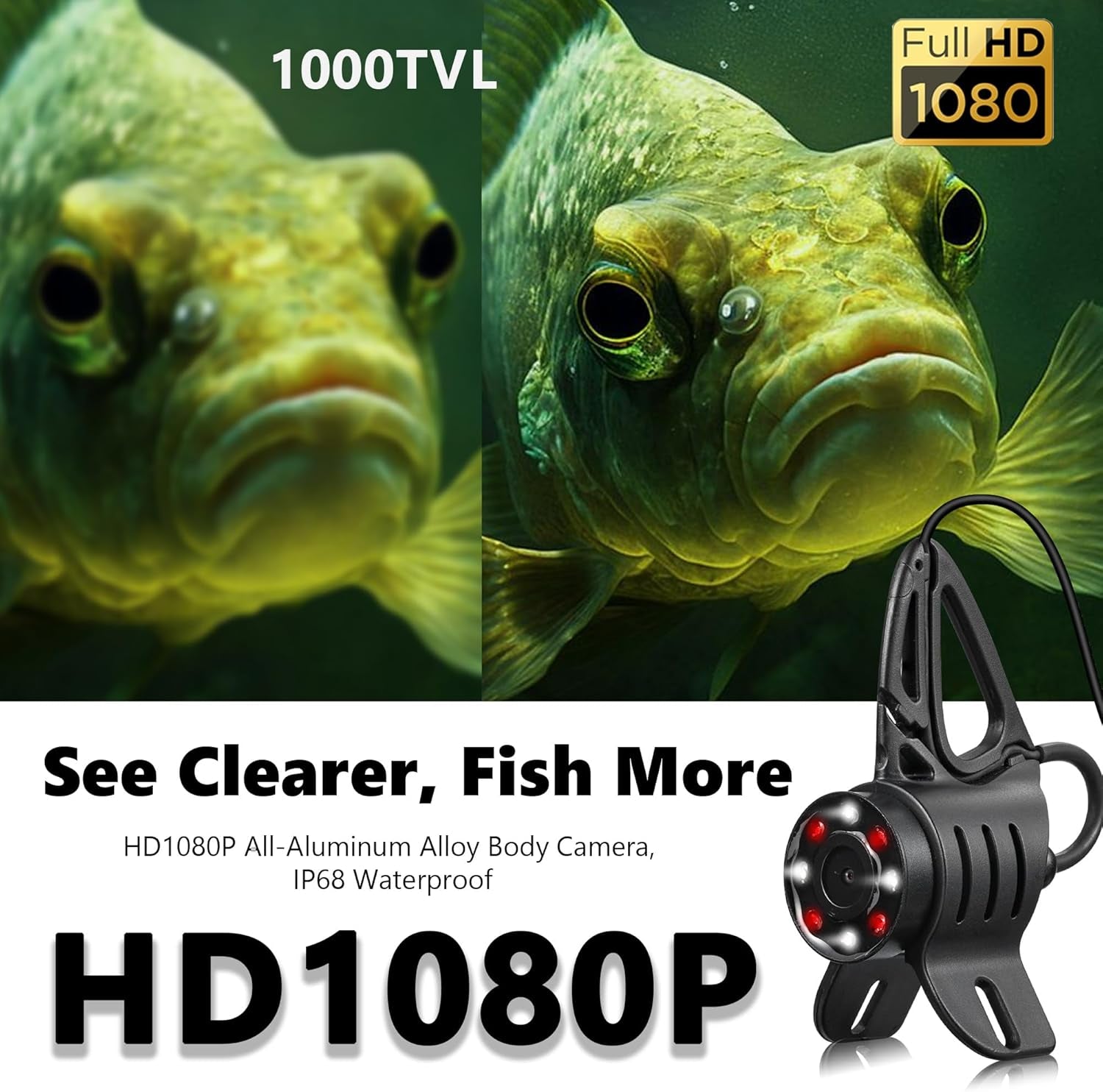 (2024 Upgrade) HD 1080P Underwater Fishing Camera 4.5''-(NO Need Learn) Ice Fishing Camera (Plug & Play) W/ 5,000Mah Li-Battery & USB-C Power, IR&LED for Dark, Fish Finder Camera, 20M/66Ft